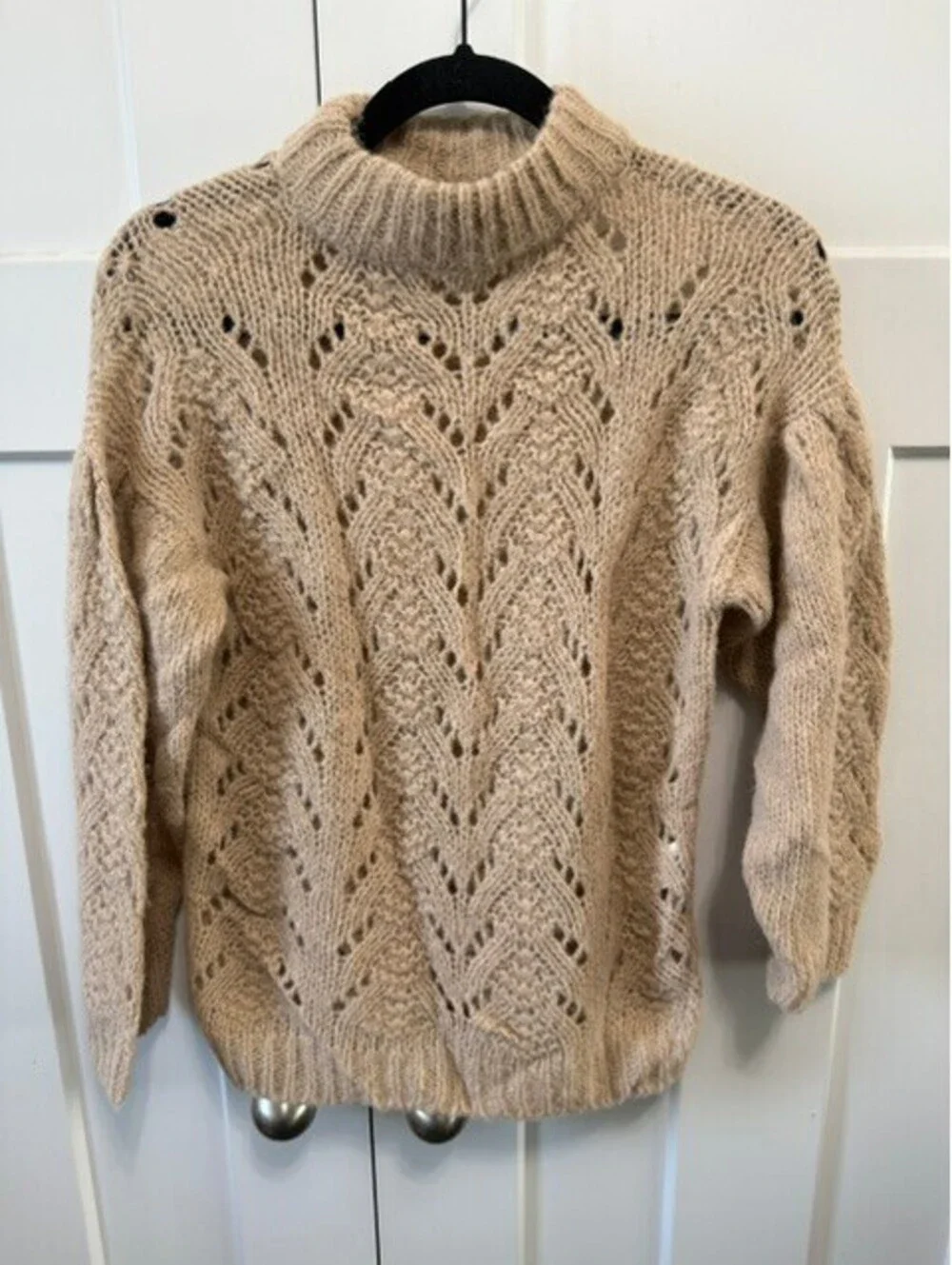 NWOT Kate Spade Broom St Alpaca wool blend sweater in beige open knit size small